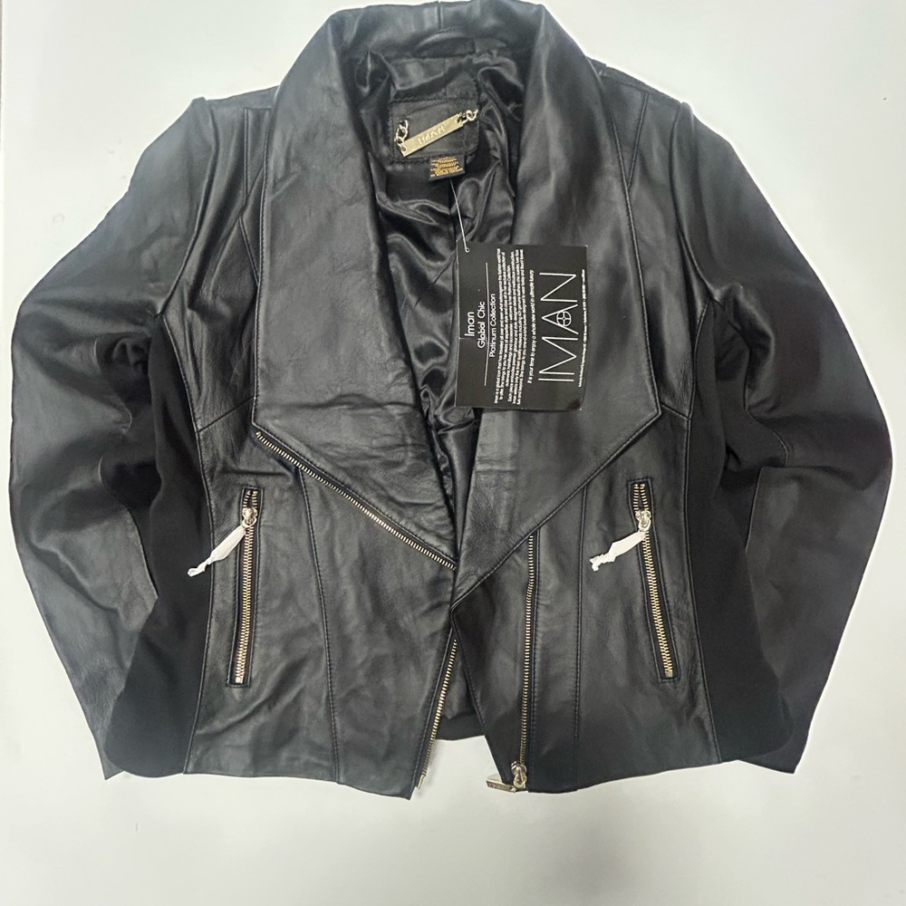 IMAN Black Leather Jacket